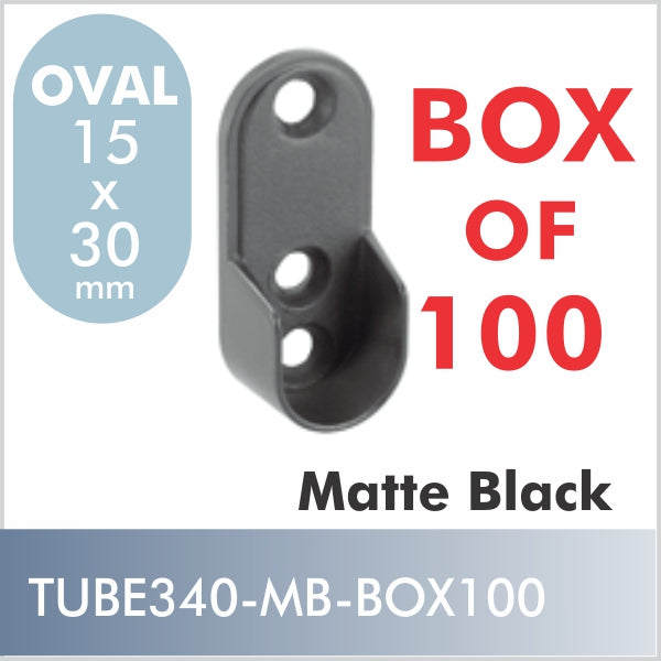 Box of 100 Oval Matte Black Closet Rod Flanges Hardware Decor