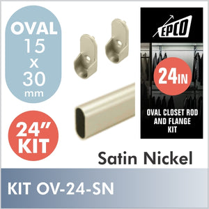 24" Satin Nickel Oval Rod Kit
