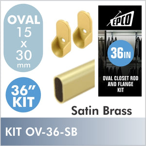 36" Satin Brass Oval Rod Kit