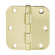 Door Hinges, Rounded 3.5" x 3.5" - one pair, Polished Brass