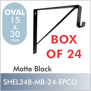 Box of 24 Matte Black Shelf & Rod Bracket For OVAL Rod, by EPCO
