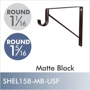 Shelf & Rod Bracket, Matte Black USF 3.5in Drop