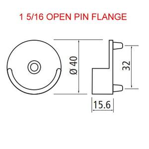 32mm Pinned Socket Flange Set For 1 5/16 Dull Chrome Closet Rod