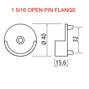 32mm Pinned Socket Flange Set For 1 5/16 Satin Brass Closet Rod