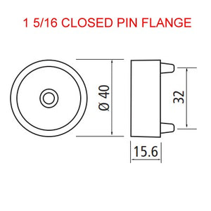 32mm Pinned Socket Flange Set , For 1 5/16 Polished Brass Closet Rod