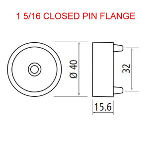 32mm Pinned Socket Flange Set For 1 5/16 Polished Chrome Closet Rod