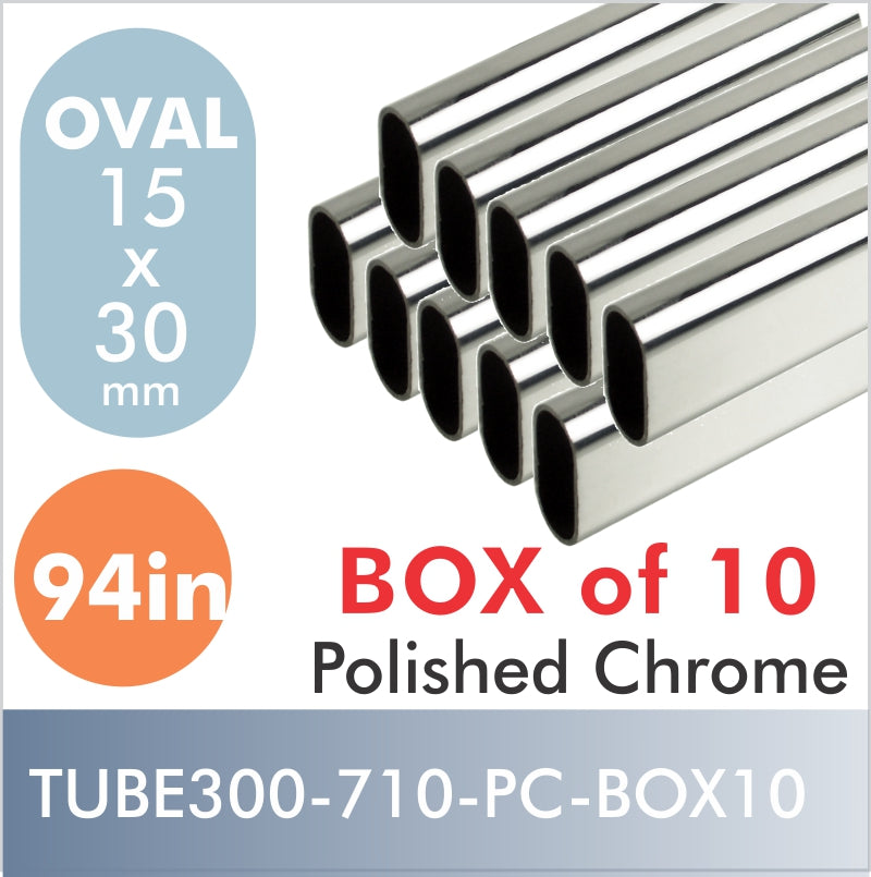 Box of 10, 7ft 10in Oval Closet Rod, Polished Chrome – Hardware Decor