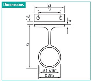 Round Satin Brass 1-5/16" Center Support