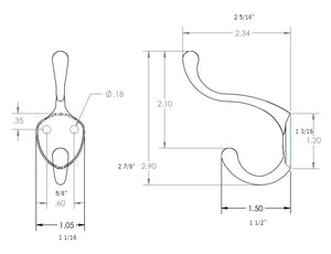 Coat and Hat Hook CH667- Polished Chrome