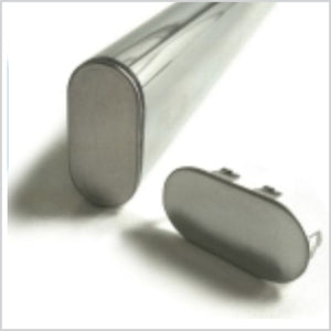 End Cap for Oval Rod, Polished Chrome