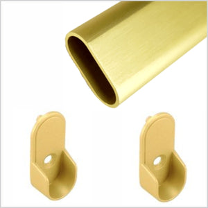 24" Satin Brass Oval Rod Kit