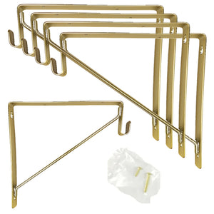 Box of 20 Satin Brass Shelf & Rod Bracket for oval rod, By EPCO