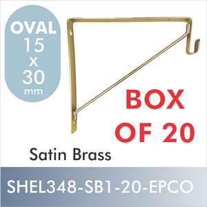 Box of 20 Satin Brass Shelf & Rod Bracket for oval rod, By EPCO