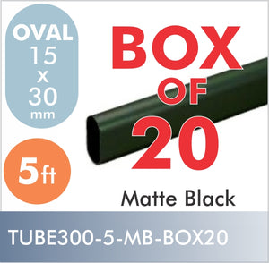 Box of 20, 5ft Oval Aluminum Closet Rod, Matte Black