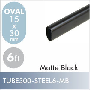 6ft Steel Black Oval Closet Rod