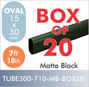 Box of 20, 7ft 10in Oval Aluminum Closet Rod, Matte Black