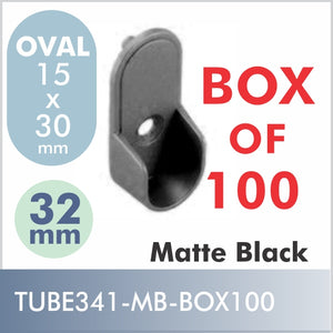 Box of 100 Oval 32mm Pin Matte Black Rod Flanges
