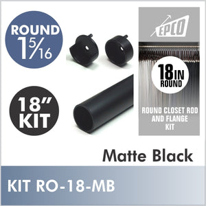 18" Matte Black Round 1 5/16 Rod kit