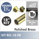 18" Polished Brass Round 1 5/16 Rod kit