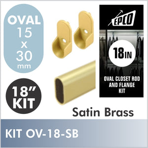 18" Satin Brass Oval Rod Kit