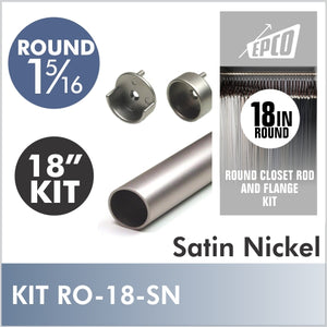 18" Satin Nickel Round 1 5/16 Rod kit