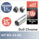 24" Dull Chrome Round 1 5/16 Rod Kit