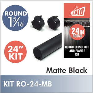 24" Matte Black Round 1 5/16 Rod Kit