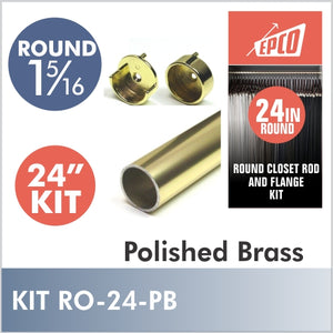 24" Polished Brass Round 1 5/16 Rod Kit