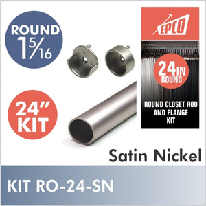 24" Satin Nickel Round 1 5/16 Rod Kit