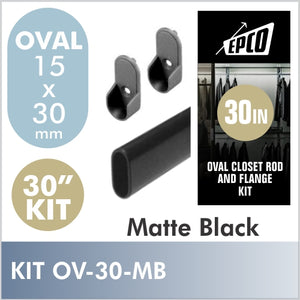 30" Matte Black Oval Rod Kit