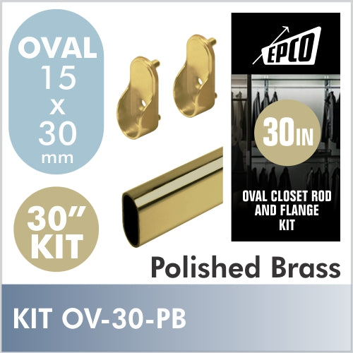 30 Inch Polished Brass Oval Rod Kit – Hardware Decor