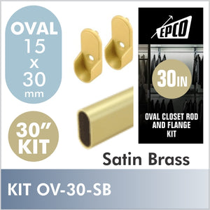 30" Satin Brass Oval Rod Kit