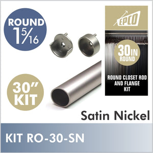 30 Inch Satin Nickel Round 1 5/16 Rod Kit