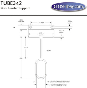 Oval Closet Rod Center Support, Polished Chrome