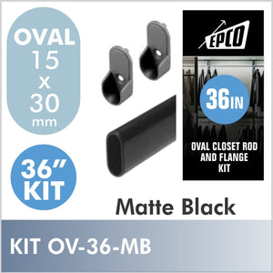 36" Matte Black Oval Rod Kit
