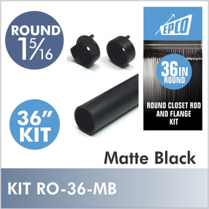 36 Inch Matte Black Round 1 5/16 Rod Kit