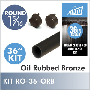 36 Inch Oil Rubbed Bronze 1 5/16 Round Rod Kit