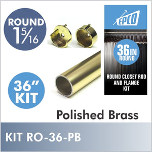 36" Polished Brass Round 1 5/16 Rod Kit