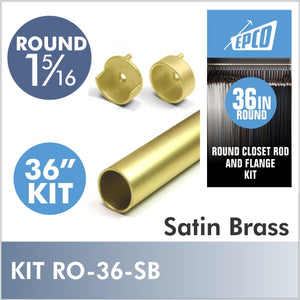 36 Inch Satin Brass Round 1 5/16 Rod Kit