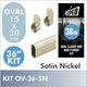 36" Satin Nickel Oval Rod Kit