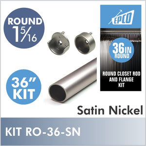 36" Satin Nickel Round 1 5/16 Rod Kit