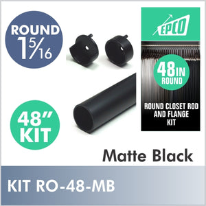 48" Matte Black Round 1 5/16 Rod Kit