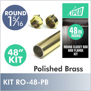 48 Inch Polished Brass Round 1 5/16 Rod Kit