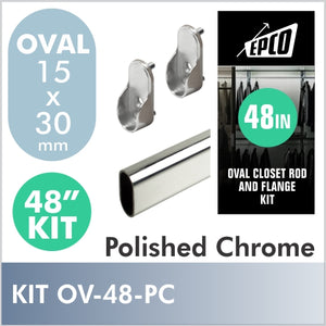 48" Polished Chrome Oval Rod Kit