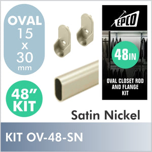 48 Inch Satin Nickel Oval Rod Kit