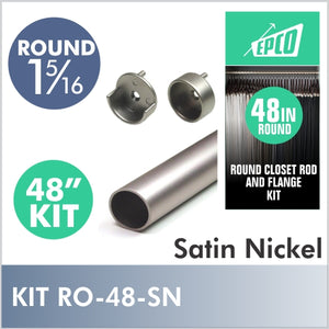 48" Satin Nickel Round 1 5/16 Rod Kit