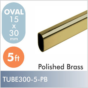 5ft Oval Closet Rod, Polished Brass