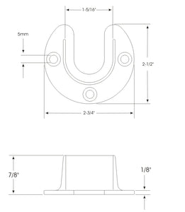Open Flange for 1-5-16'' Diameter Rod, Satin Nickel