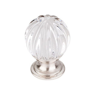 CC01-TK127BSN - Clear Crystal Melon Knob, Satin Nickel