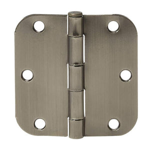 Door Hinges, Rounded 3.5" x 3.5" - one pair, Satin Nickel